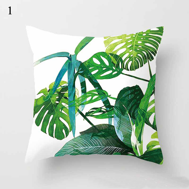 Poszewka na poduszkę Tropikalne rośliny - wzór dekoracyjny, rzut poliestrowy, ozdoba sofy, 45x45 cm - Wianko - 2