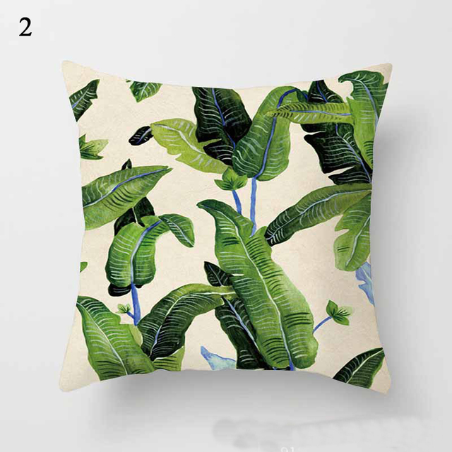 Poszewka na poduszkę Tropikalne rośliny - wzór dekoracyjny, rzut poliestrowy, ozdoba sofy, 45x45 cm - Wianko - 3