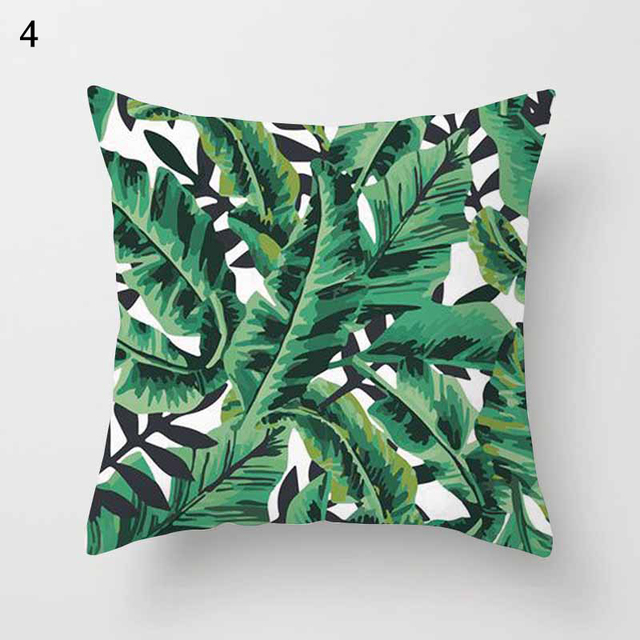 Poszewka na poduszkę Tropikalne rośliny - wzór dekoracyjny, rzut poliestrowy, ozdoba sofy, 45x45 cm - Wianko - 5