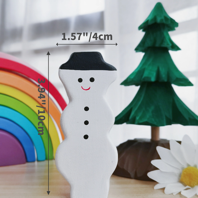 Drewniane klocki: Zabawka Montessori Snowman dla dzieci - Duże zwierzęta - Wianko - 5