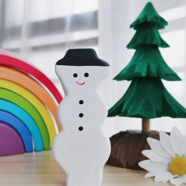 Drewniane klocki: Zabawka Montessori Snowman dla dzieci - Duże zwierzęta - Wianko - 2