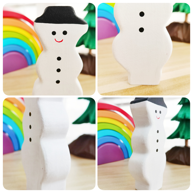 Drewniane klocki: Zabawka Montessori Snowman dla dzieci - Duże zwierzęta - Wianko - 3
