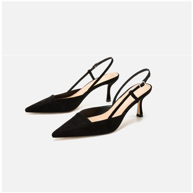 Nowe letnie czarne buty damskie - ZAR 2021, na wysokim obcasie, z przepięknym noskiem, w modnym stylu - szpilki Muller sandały - Wianko - 8