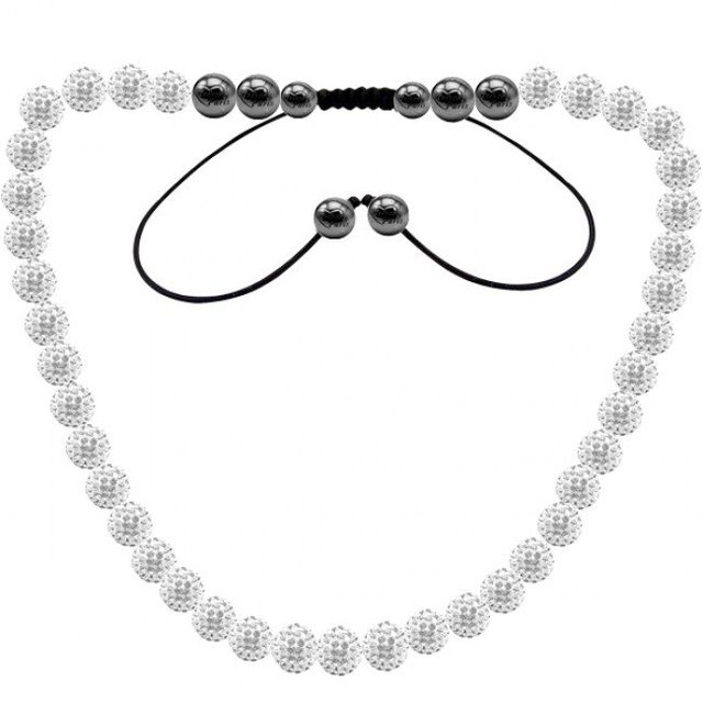 Naszyjnik z wisiorkiem biały Disco Pave Ball 10mm na srebrnym łańcuszku z kryształami - Wianko - 45