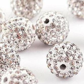 Naszyjnik z wisiorkiem biały Disco Pave Ball 10mm na srebrnym łańcuszku z kryształami - Wianko - 41