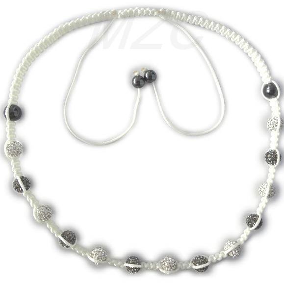 Naszyjnik z wisiorkiem biały Disco Pave Ball 10mm na srebrnym łańcuszku z kryształami - Wianko - 48