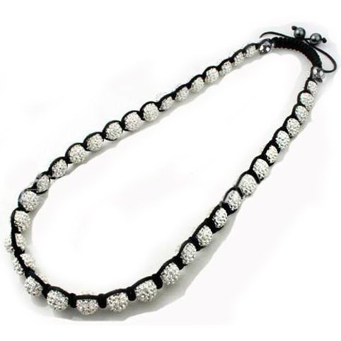 Naszyjnik z wisiorkiem biały Disco Pave Ball 10mm na srebrnym łańcuszku z kryształami - Wianko - 24