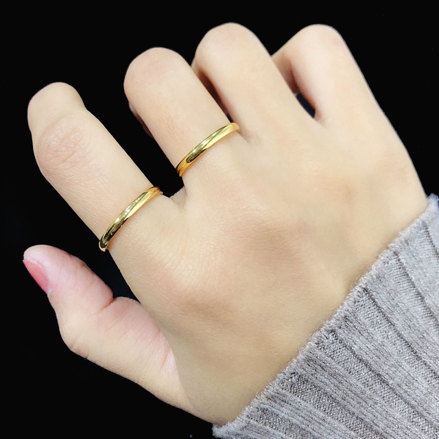 Damski pierścionek ze stali nierdzewnej, złoty kolor, matowe wykończenie, trzy oddzielne pierścienie - Wianko - 31