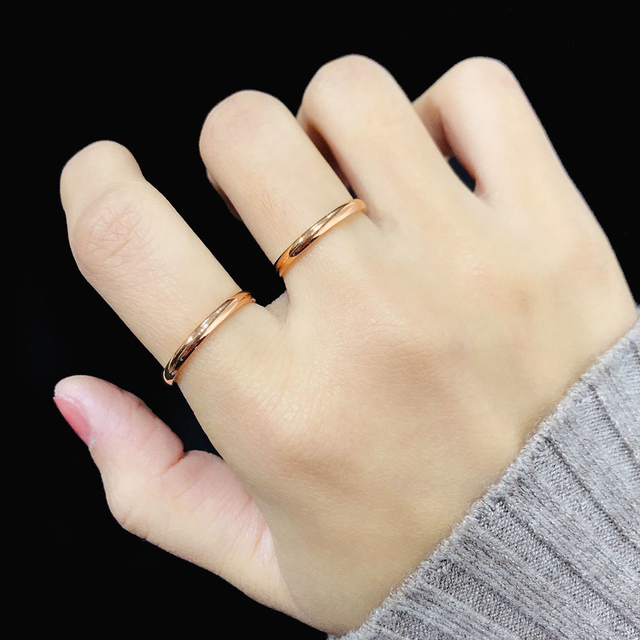 Damski pierścionek ze stali nierdzewnej, złoty kolor, matowe wykończenie, trzy oddzielne pierścienie - Wianko - 33