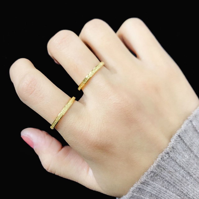 Damski pierścionek ze stali nierdzewnej, złoty kolor, matowe wykończenie, trzy oddzielne pierścienie - Wianko - 34