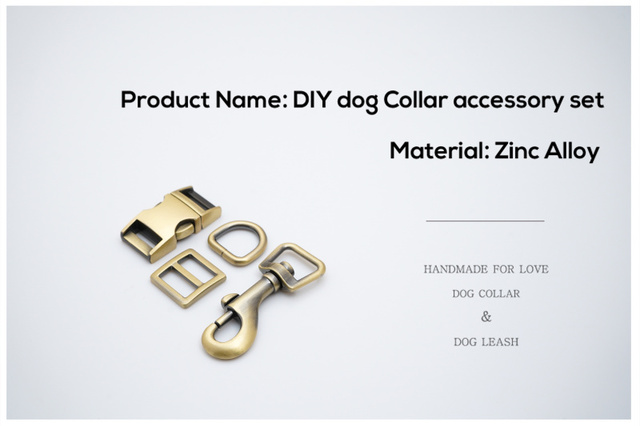 Metalowa klamra 15mm + tri-glid + D pierścień + metalowe zapięcie psa - zestaw DIY części - Wianko - 2