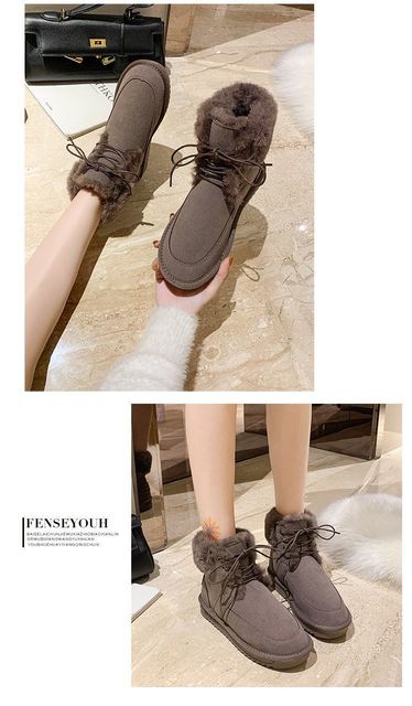Damskie buty zamszowe z wkładką bawełnianą, elastycznym bantem i antypoślizgową podeszwą, Furry wewnątrz - Wianko - 4