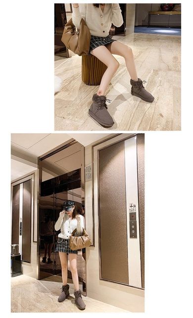 Damskie buty zamszowe z wkładką bawełnianą, elastycznym bantem i antypoślizgową podeszwą, Furry wewnątrz - Wianko - 2