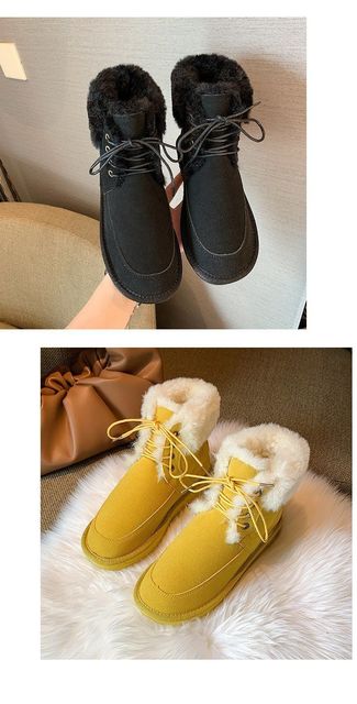 Damskie buty zamszowe z wkładką bawełnianą, elastycznym bantem i antypoślizgową podeszwą, Furry wewnątrz - Wianko - 5