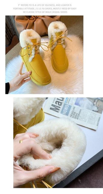 Damskie buty zamszowe z wkładką bawełnianą, elastycznym bantem i antypoślizgową podeszwą, Furry wewnątrz - Wianko - 3
