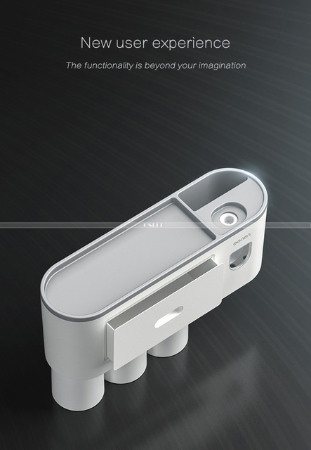Bezdotykowy uchwyt na szczoteczki do zębów z taśmą magnetyczną i automatycznym dozownikiem pasty do zębów – akcesorium łazienkowe - Wianko - 2