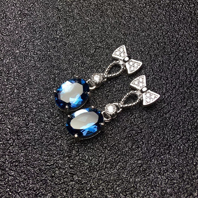 Huitan Temperament eleganckie niebieskie kolczyki wiszące z niebieskim kamieniem SZCZEGÓLNIE KOKARDA wzór biżuteria damskich akcesoriów na wyjątkowe okazje Fashion 2021 - Wianko - 3