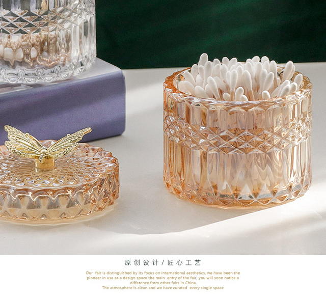 Luksusowy słoik na cukierki ze szklanym złotym motylem - Wianko - 2