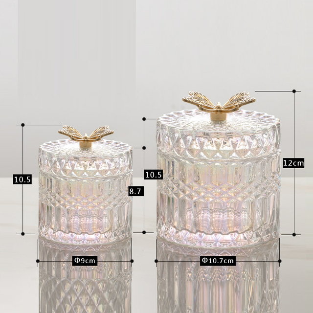Luksusowy słoik na cukierki ze szklanym złotym motylem - Wianko - 3