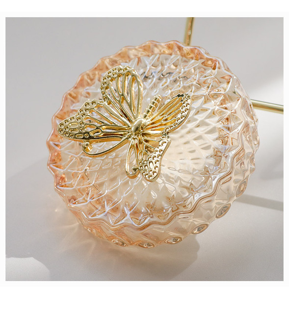 Luksusowy słoik na cukierki ze szklanym złotym motylem - Wianko - 10