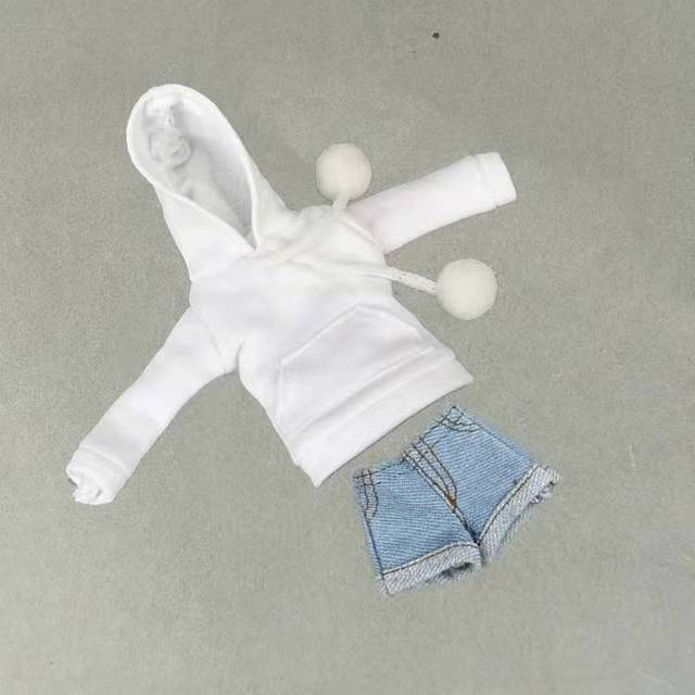 Biały zimowy zestaw dla lalek 1/6 BJD: bluza z kapturem, spódnica, buty i koszula - Wianko - 14