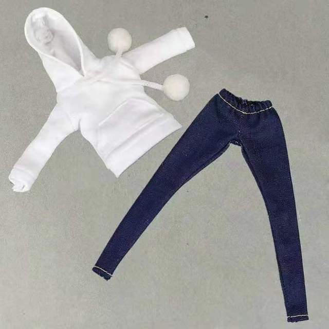 Biały zimowy zestaw dla lalek 1/6 BJD: bluza z kapturem, spódnica, buty i koszula - Wianko - 13