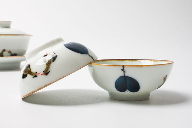 Ręcznie malowany japoński Gaiwan ceramiczny z pokrywką do herbaty Liście Chawan - zestaw herbaty Kong Fu - Wianko - 9
