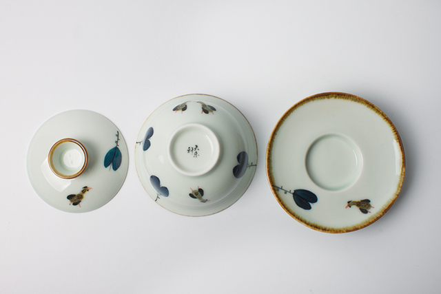 Ręcznie malowany japoński Gaiwan ceramiczny z pokrywką do herbaty Liście Chawan - zestaw herbaty Kong Fu - Wianko - 4