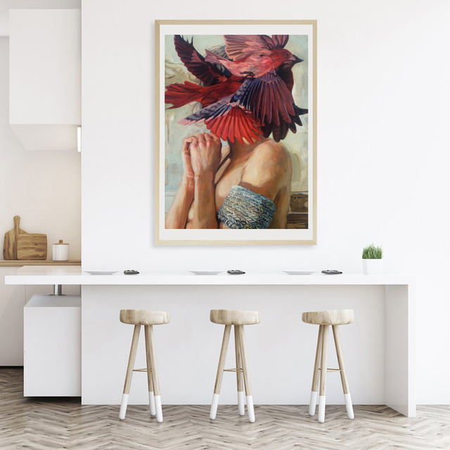 Nordycki kwiat malarstwo na płótnie w nowoczesnym kolorowym stylu - plakat dla salonu i dekoracji domu - Wianko - 8