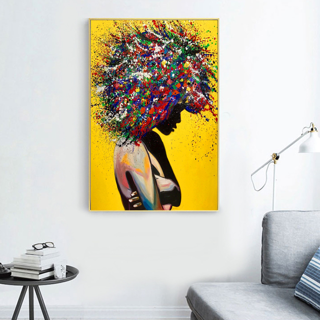 Nordycki kwiat malarstwo na płótnie w nowoczesnym kolorowym stylu - plakat dla salonu i dekoracji domu - Wianko - 3