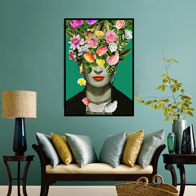 Nordycki kwiat malarstwo na płótnie w nowoczesnym kolorowym stylu - plakat dla salonu i dekoracji domu - Wianko - 7