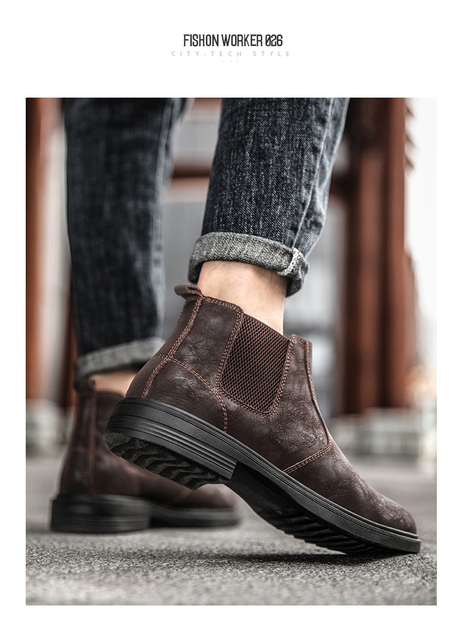 Męskie Chelsea Boots 2021 - ciepłe, wysokiej jakości skórzane buty zimowe, rozmiar 46 - Wianko - 18