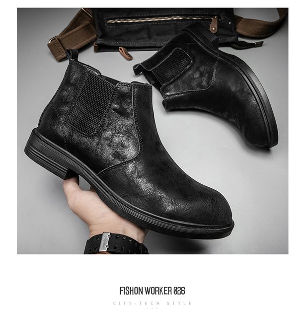 Męskie Chelsea Boots 2021 - ciepłe, wysokiej jakości skórzane buty zimowe, rozmiar 46 - Wianko - 15