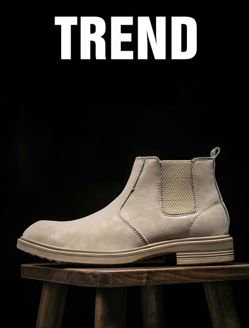 Męskie Chelsea Boots 2021 - ciepłe, wysokiej jakości skórzane buty zimowe, rozmiar 46 - Wianko - 4