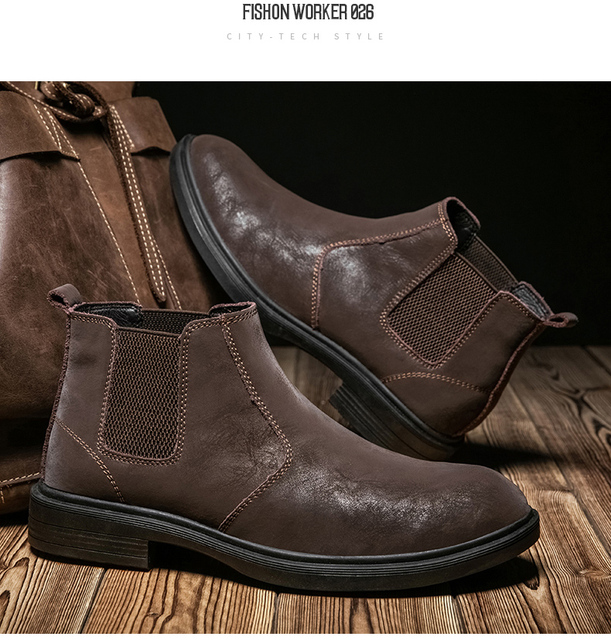 Męskie Chelsea Boots 2021 - ciepłe, wysokiej jakości skórzane buty zimowe, rozmiar 46 - Wianko - 20