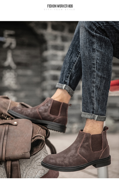 Męskie Chelsea Boots 2021 - ciepłe, wysokiej jakości skórzane buty zimowe, rozmiar 46 - Wianko - 19