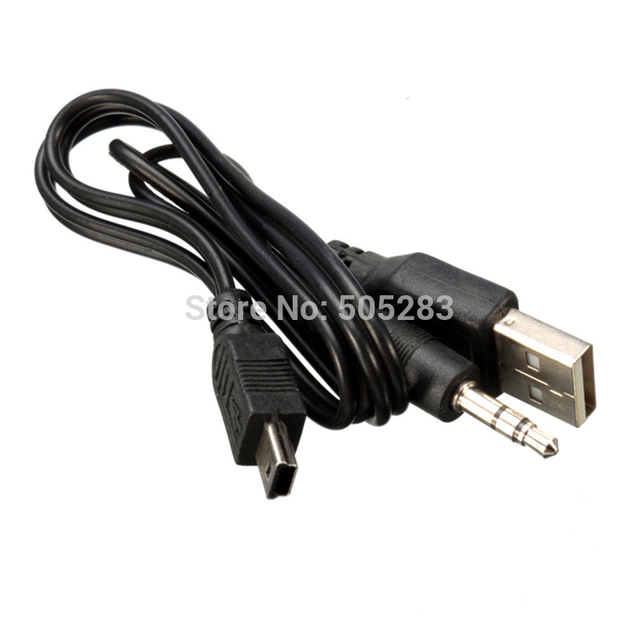 Kabel Mini USB na USB + Adapter gniazda Jack Audio 3.5mm do głośników Mp3 MP4 czarny - Wianko - 1