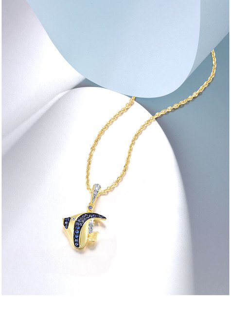 Wisiorek SANTUZZA z czystego srebra 925 z musującą, niebieską, białą cyrkonią sześcienną - delikatne i słodkie biżuteria dla kobiet - Wianko - 2