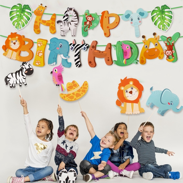 Zwierzę z dżungli - dekoracja dżungla Safari na urodziny dziecka, baner urodzinowy, las, zoo - 1. urodziny - Wianko - 14