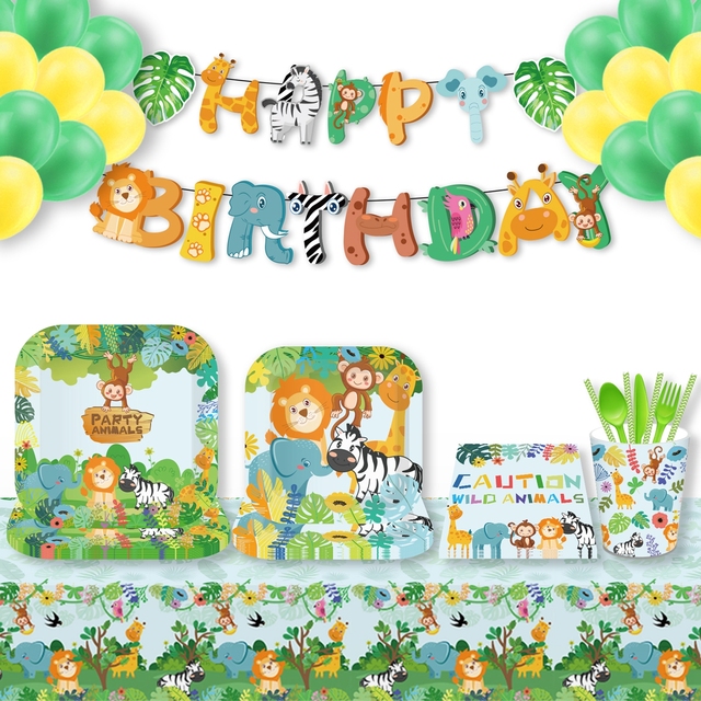 Zwierzę z dżungli - dekoracja dżungla Safari na urodziny dziecka, baner urodzinowy, las, zoo - 1. urodziny - Wianko - 10