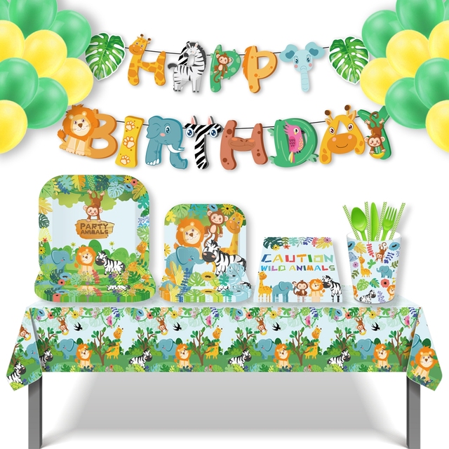 Zwierzę z dżungli - dekoracja dżungla Safari na urodziny dziecka, baner urodzinowy, las, zoo - 1. urodziny - Wianko - 9