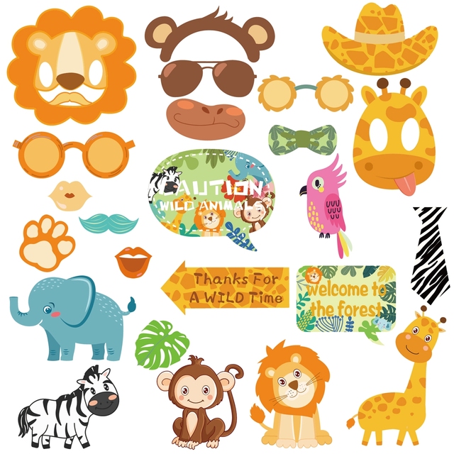 Zwierzę z dżungli - dekoracja dżungla Safari na urodziny dziecka, baner urodzinowy, las, zoo - 1. urodziny - Wianko - 19