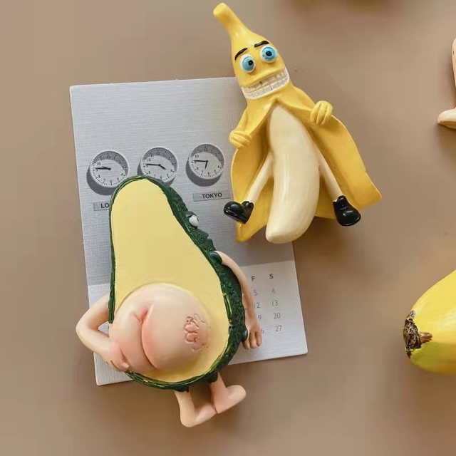 Magnesy na lodówkę 3D Cartoon - śliczne magnesy owocowe banan i avokado dla dzieci - home decor, prezent - Wianko - 5