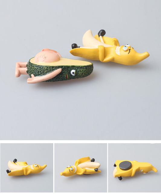 Magnesy na lodówkę 3D Cartoon - śliczne magnesy owocowe banan i avokado dla dzieci - home decor, prezent - Wianko - 8