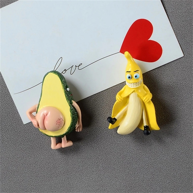 Magnesy na lodówkę 3D Cartoon - śliczne magnesy owocowe banan i avokado dla dzieci - home decor, prezent - Wianko - 4