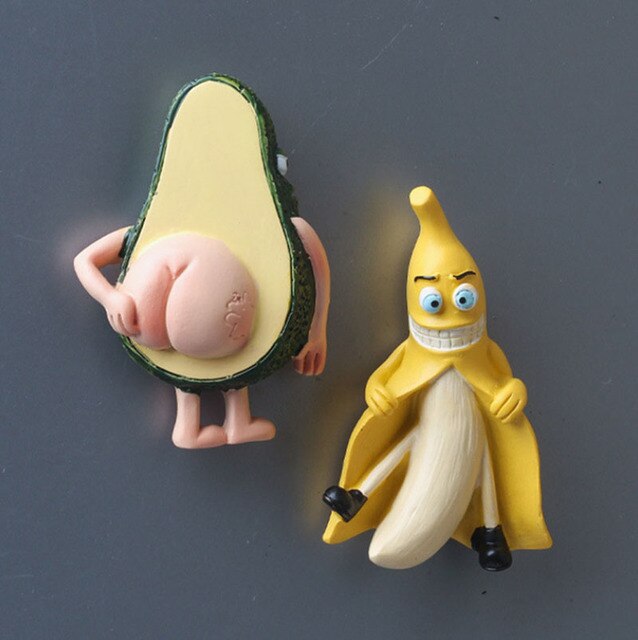 Magnesy na lodówkę 3D Cartoon - śliczne magnesy owocowe banan i avokado dla dzieci - home decor, prezent - Wianko - 1