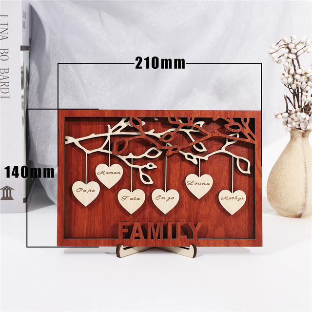 Spersonalizowane drewniane ramka DIY z nazwami rodziny - dekoracja na biurko - Wianko - 2