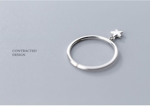 Pierścień dla kobiet z gwiazdą La Monada, minimalistyczny, wykonany ze srebra 925, szerokość 53-57mm, w stylu 925 srebro Fine Jewerly, modny pierścionek - Wianko - 6