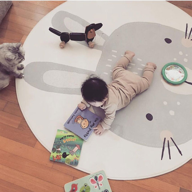 Mata do zabawy dla niemowląt - królik, koc bawełniany, okrągła podłoga, dywaniki, rekwizyty do fotografii - Wianko - 3