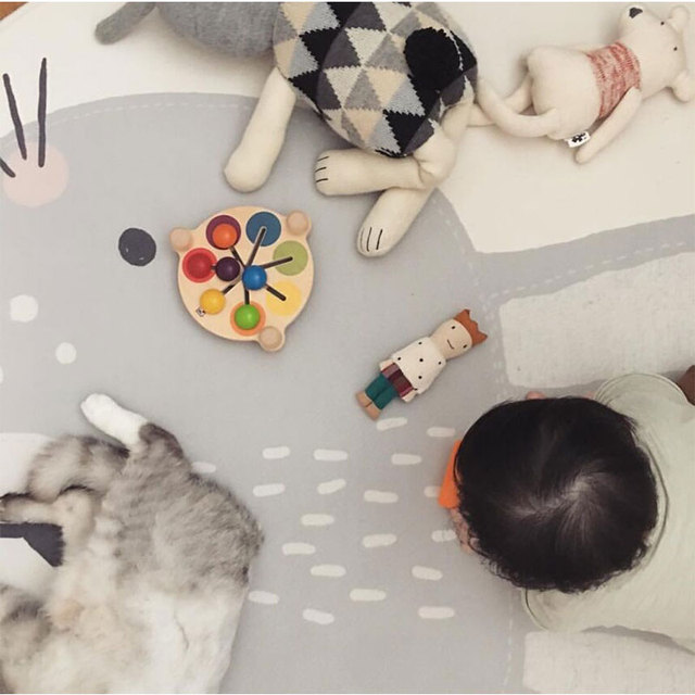 Mata do zabawy dla niemowląt - królik, koc bawełniany, okrągła podłoga, dywaniki, rekwizyty do fotografii - Wianko - 4